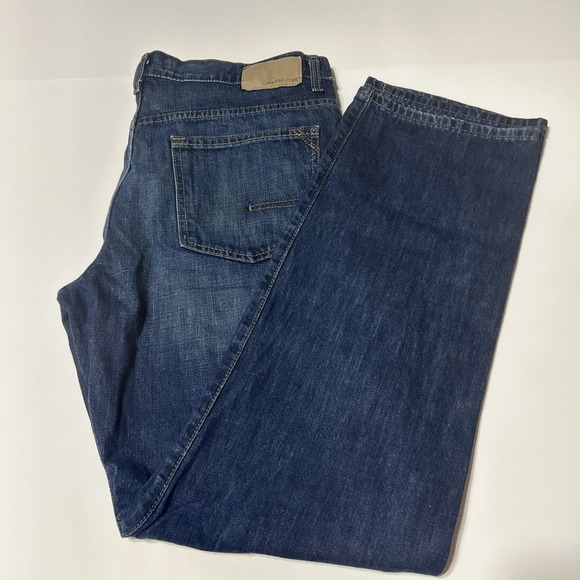 Calvin Klein Mens Relaxed Straight Dark Wash Jeans Size 36x34 - Picture 1 of 8